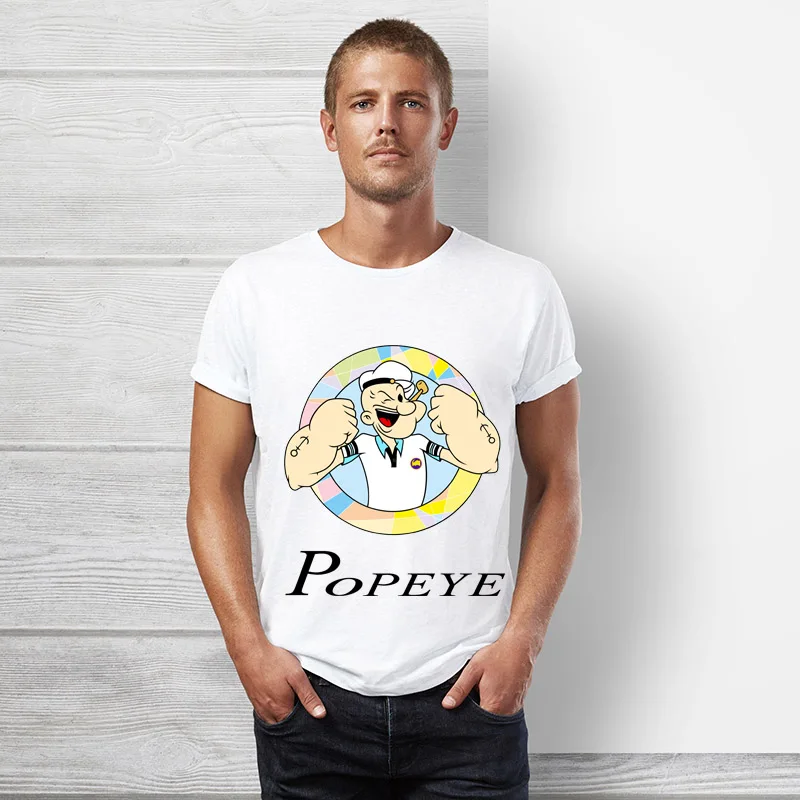Брендовая одежда True reveler, футболка Popeye, Мужская футболка с коротким рукавом, летняя мультяшная футболка в стиле хип-хоп, забавная футболка из хлопка с моряком