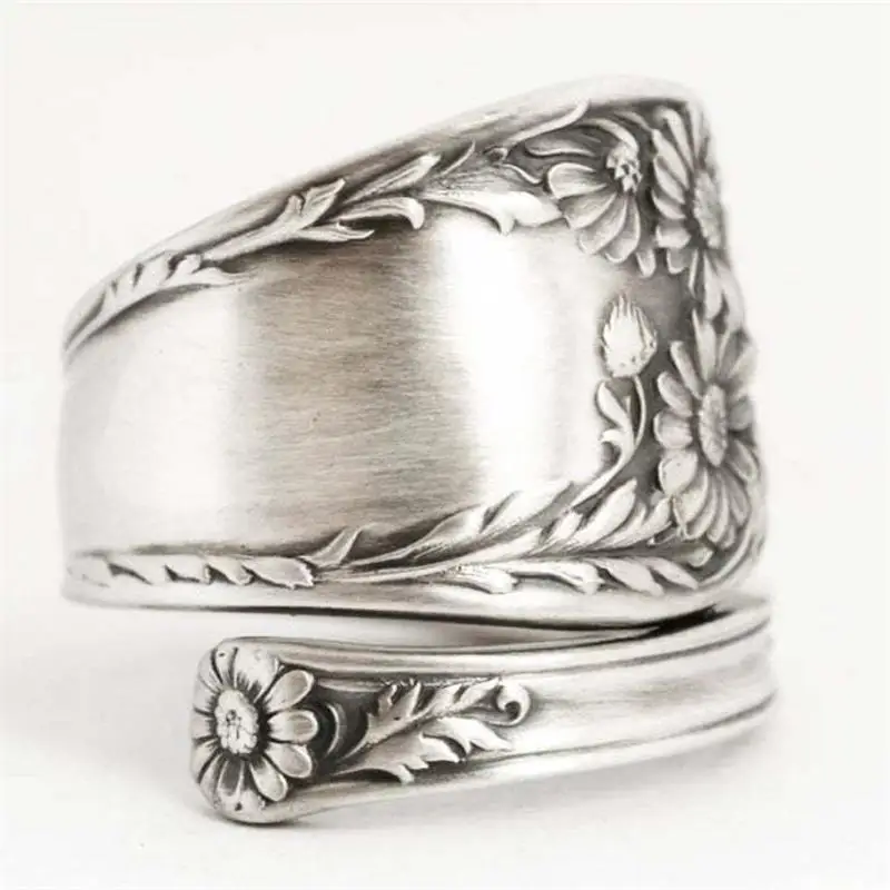 

Fashion Fresh Style Carved Flower Silver Color Women Rings Wedding Engagement Ring Party Jewelry