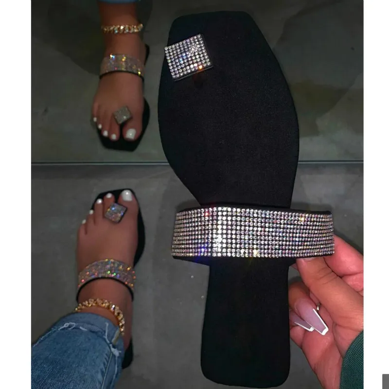 

2020 Women Slippers Flip Flops Summer Female Crystal Beach Slides Flat Shoes Casual House Shoes Non-slip Walk Slippers
