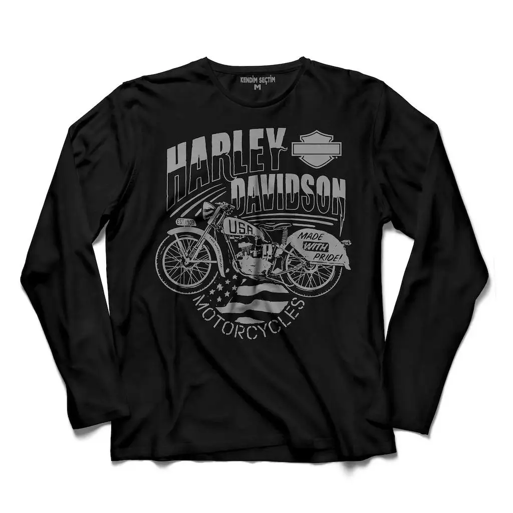 

HARLEY MOTORCYCLES DAVDSON MADE WITH PRIDE EST LONG SLEEVE T-SHIRT for