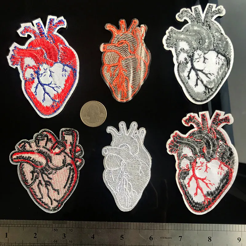 Красное сердце DIY вышитая заплатка для одежды Симпатичные значки хиппи железо на