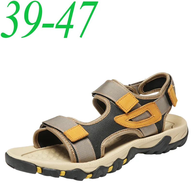 Men's Sandals Canvas Luxury Brand Summer Men Aqua Shoes Beach Slippers Male Open Toe Hook &amp Loop Sandalen Wear-resisting | Обувь