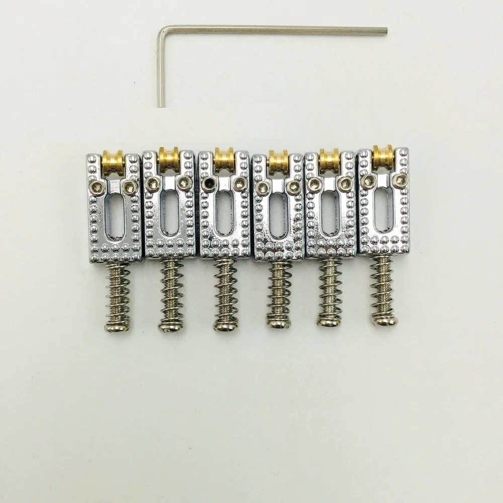 

6pcs/set Roller Bridge Tremolo Saddles With 1 Wrench For Electric Guitar Silver