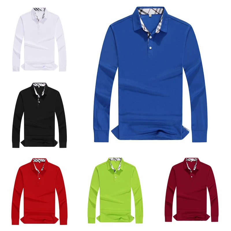 Рубашка поло с длинными рукавами большие размеры однотонная Повседневная