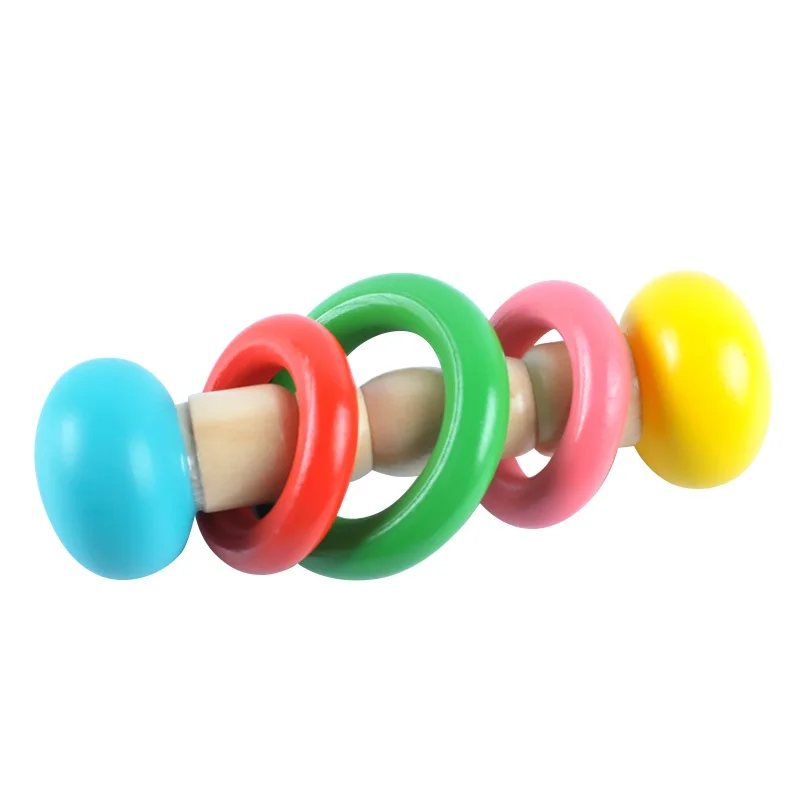 

1pc Baby Boy Girl Rattle Infant Bed Hand Bell Rattles Wooden Toys Handbell Musical Educational Instrument Toy
