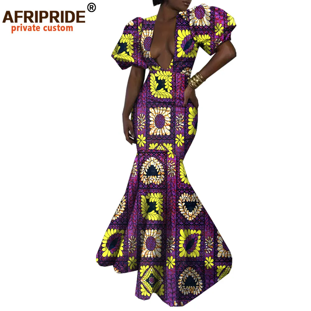 Фото Женское платье макси в африканском стиле повседневное хлопковое с коротким