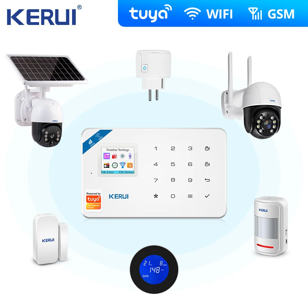 Беспроводная домашняя сигнализация Kerui Tuya W18 с поддержкой Wi-Fi, GSM, IOS, Android - изображение