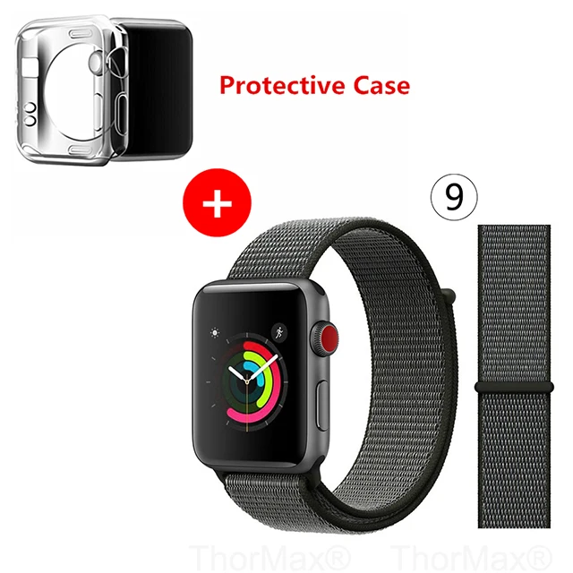 Нейлоновый спортивный бесшовный ремешок для наручных часов iwatch, 4 цвета, в полоску, легкий мягкий сплетенный ремешок для наручных часов Apple Watch 4 серии 3/2/1 38 мм 42 мм 40 мм 44 мм - Цвет ремешка: 9-Dark Olive