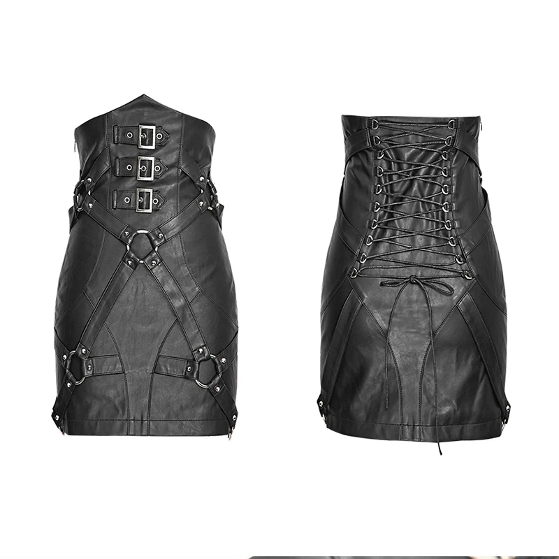 Женская мини-юбка с высокой талией в стиле панк-рок черная короткая юбка из