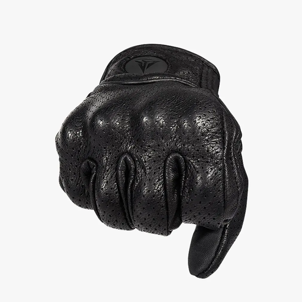 

Motorcycle All-Finger Touch Screen Windproof Leather Gloves Off-Road Racing Outdoor Protective Gloves With Hole Breathable