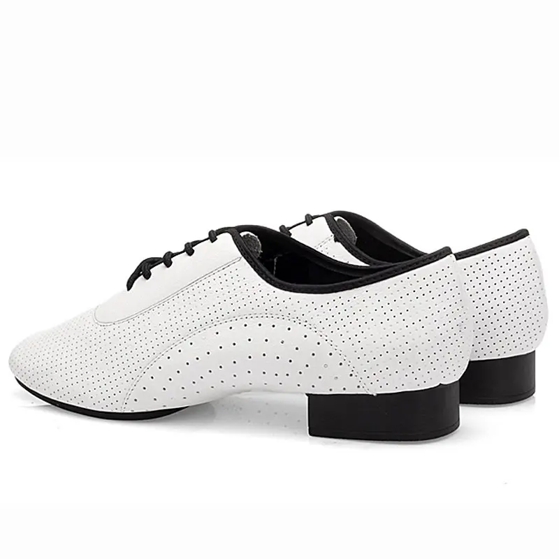 White Mens Ballroom Dance Shoes 3cm Heel Latin Dance Shoes for Men Genuine Leather Modern Soft Sole Jazz Salsa Dancing Shoe Male