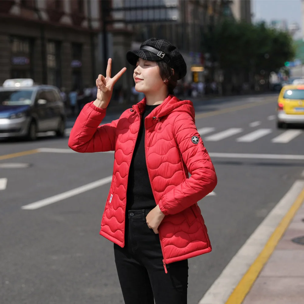 Korean Style Short Thin Quilted Coats Jacket Fashion Solid Hooded Zipper Overcoat Women Autumn Winter Outerwear Parkas Top | Женская