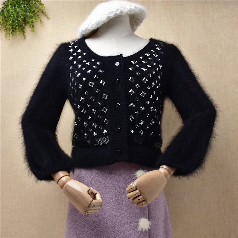 Кардиган женский из шерсти Ангорского Кролика с рукавом три четверти - купить по