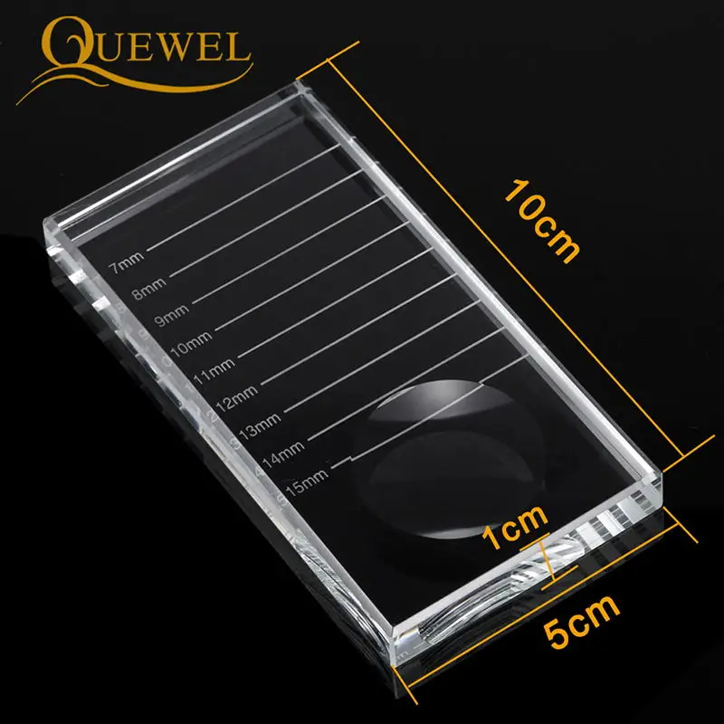 Поддон Quewel для накладных ресниц прозрачный стеклянный поддон с U образным/прямым