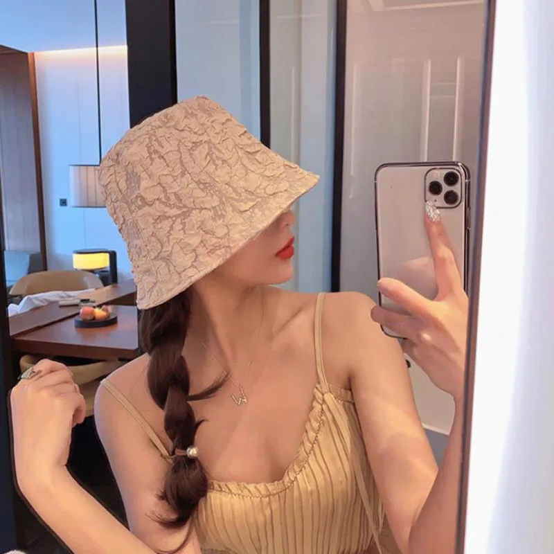Плиссированная Женская весенне летняя ковшовая прямая шляпа в рыбацком стиле