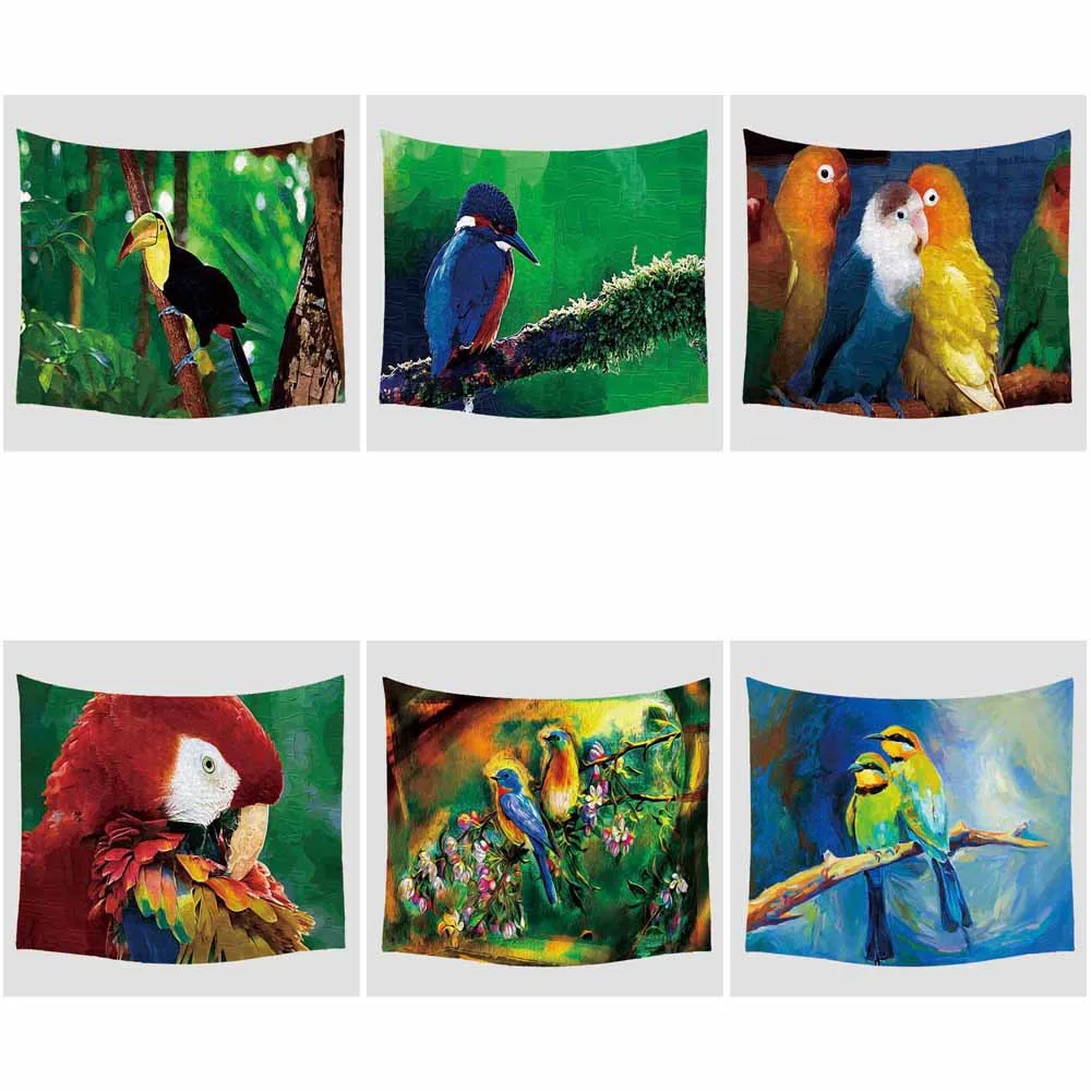 

Painting Flower Birds Tapestry Hippie Mandala Wall Hanging Bohemian Bedspread Dorm Decor Tapestries Table Cloth
