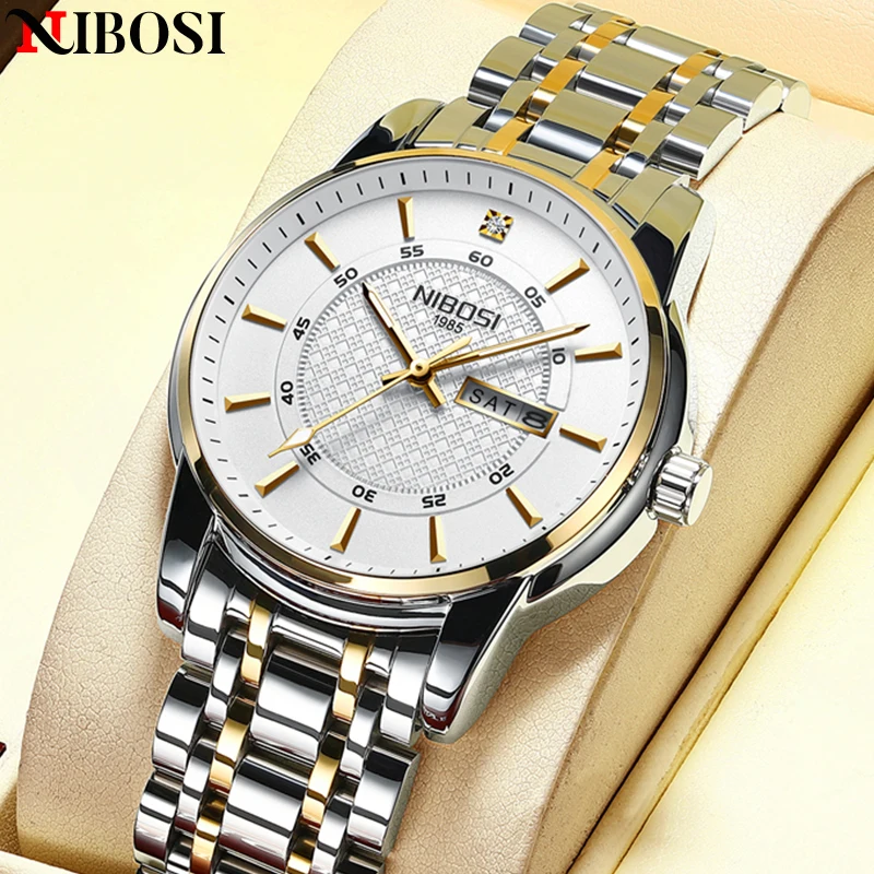 

Часы наручные NIBOSI Мужские кварцевые, роскошные Брендовые спортивные водонепроницаемые деловые, из нержавеющей стали