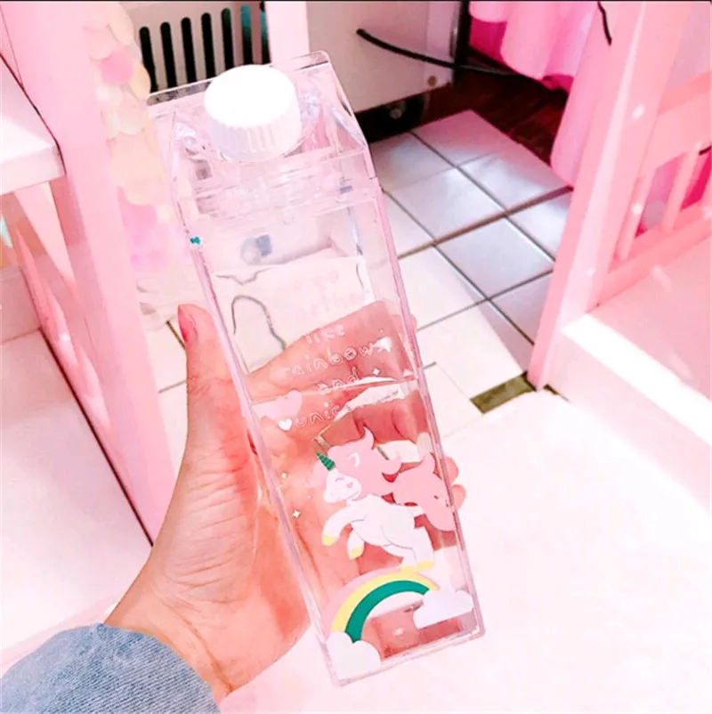 Уникальные Симпатичные Мини бутылки для воды коробка молока прозрачная
