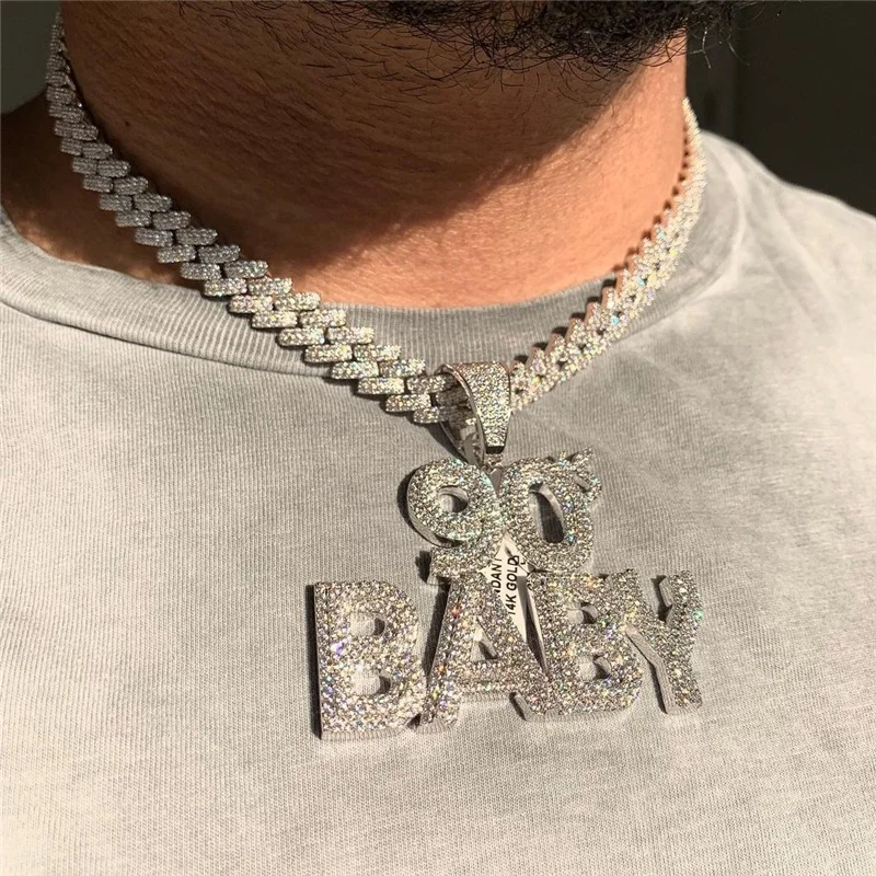 

OTIY Hip Hop Iced Out Pass Diamond Tester Jewelry14k Gold 18K Gold Clawing Setting Loose Moissanite Diamond Pendant Necklace