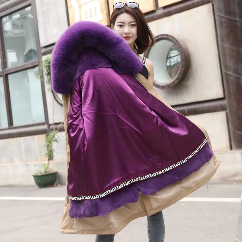 Женские парки с меховой вставкой Рекс зимняя теплая куртка натуральным лисьим