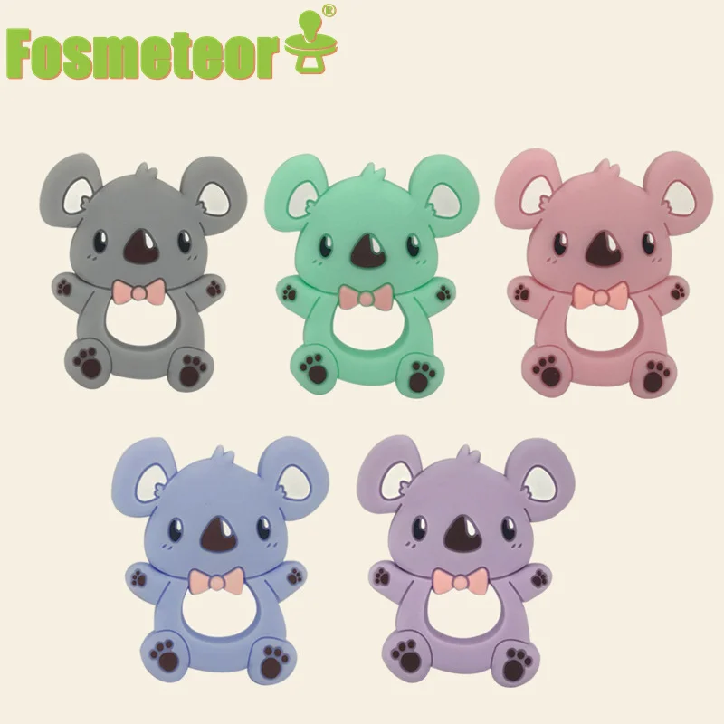 

Fosmeteor 1pcs Baby Teether Animal Koala Bear Non-Toxic Biting Silicone Newborn Teething Necklace Toys DIY Children's Toy Gift