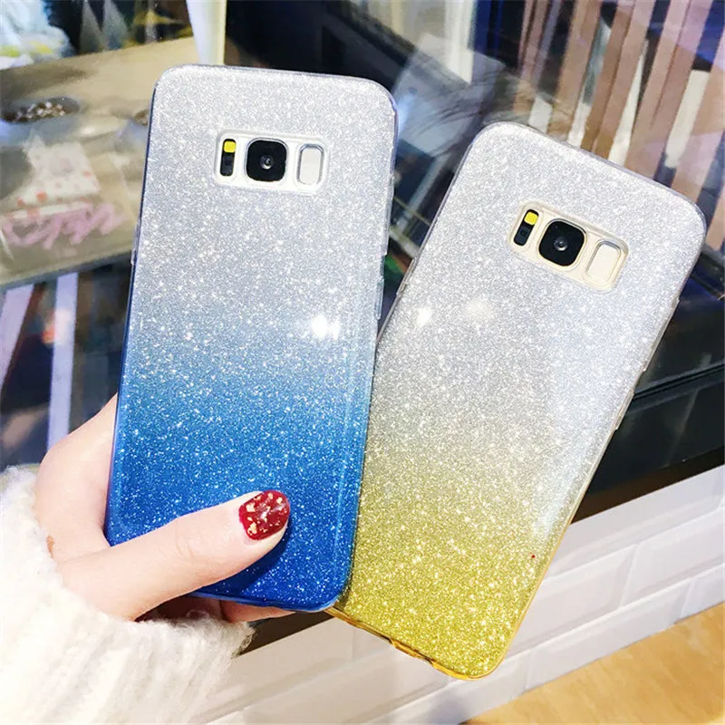 Градиентный цветной сияющий блеск силиконовый чехол для samsung A8S S10 Lite plus роскошный