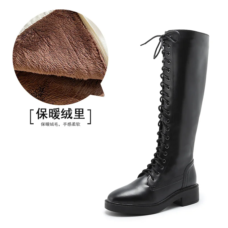 

Thick-heeled motorcycle boots women's autumn/winter 2020 new high-top knight boots plus size women's shoes 41-43 a26