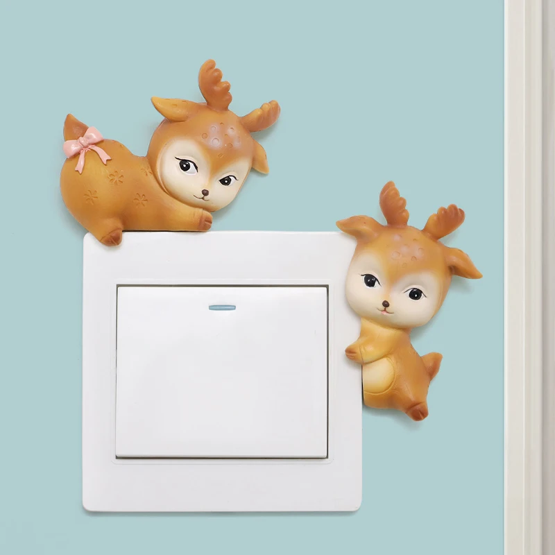 Набор из 4 шт. переключатель оленя мультяшная наклейка животное Наклейка на стену