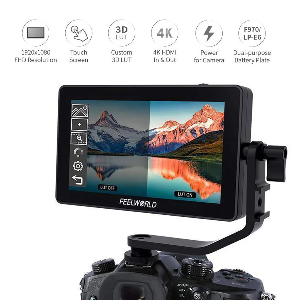 FEELWORLD F6 плюс 5 Inch на Камера монитор DSLR 3D LUT сенсорный Экран IPS FHD 1920x1080 видео для