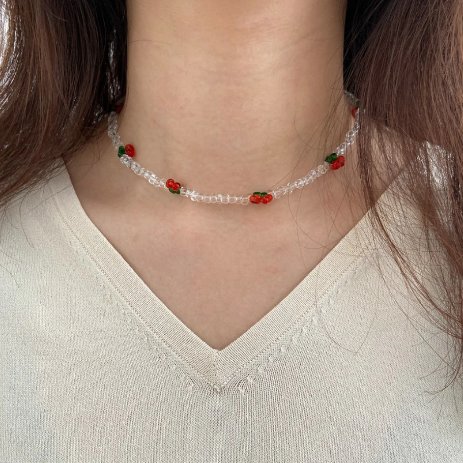 Ожерелье-чокер золотистого цвета для женщин цепочка с подвеской в виде вишневого