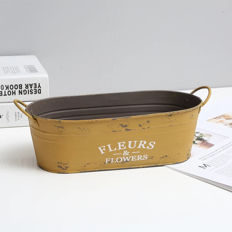 Ретро жестяной вазон для цветов садовый цветочный горшок суккулентных растений