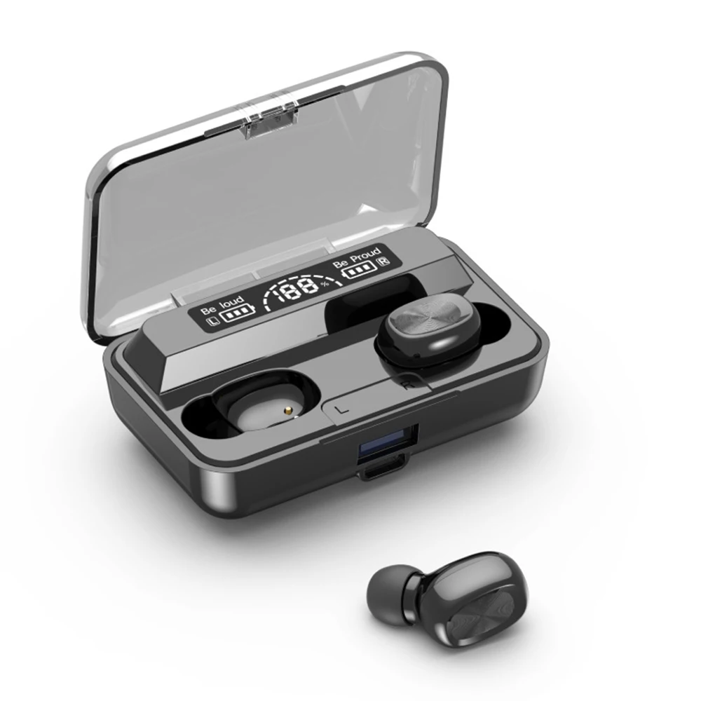 

Wireless Bluetooth 5.1 Earphones with Microphone TWS Waterproof Stereo Sound Touch Control Gaming Earbuds with LED Digital