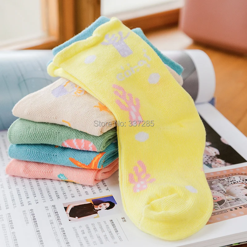

baby girls cotton socks little fish starfish lovely ocean wind socks for princess girls child autumn Cartoon high socks