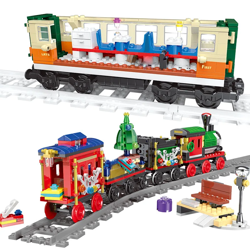 Legoings technic городской железнодорожный поезд серия паровой строительные блоки