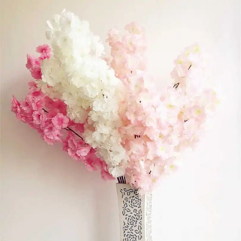 

6pcs Fake Cherry Blossom Flower Branch Begonia Sakura Tree Stem for Event Wedding Tree Deco Artificial Decorative Flowers