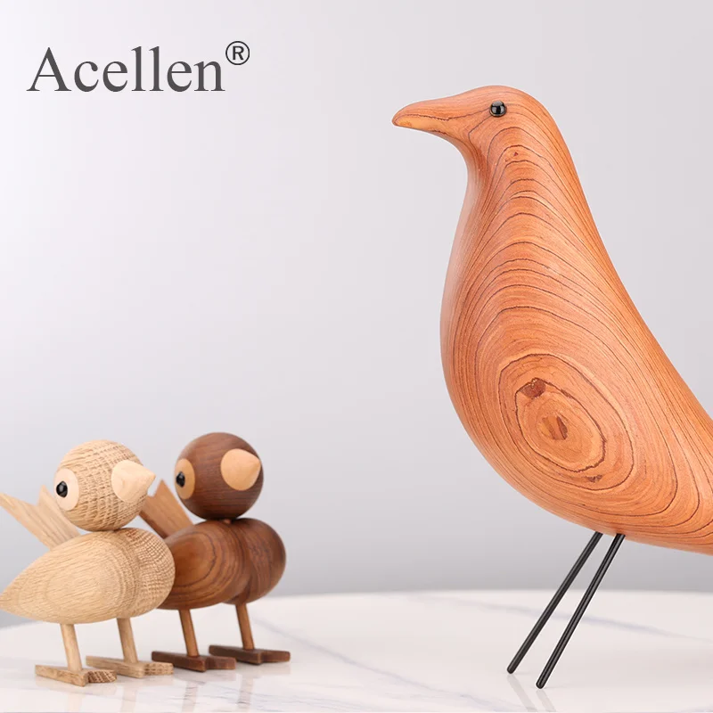 Handmade Wooden Peace pigeon Sculptures bird Figurine Home Decor Modern Living Room Decoration Accessories Wood Craf | Дом и сад