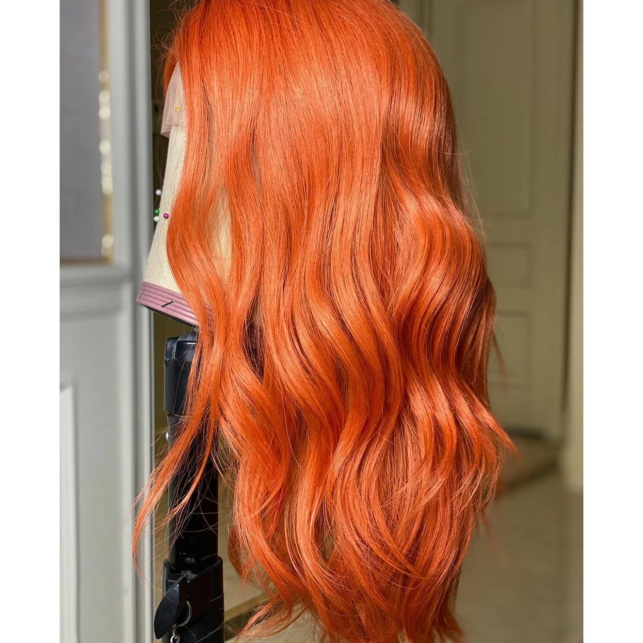 

Ginger Orange Body Wave 26 Inch Long Middle Part Synthetic Hair Lace Front Wig For Women With Babyhair Preplucked Daily Cosplay
