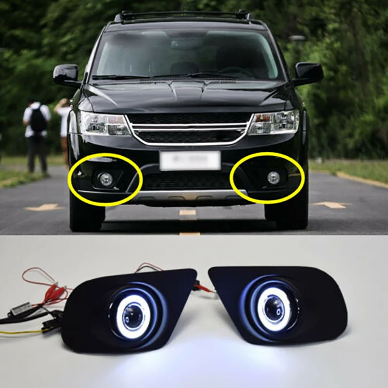 

Автомобильный светодиодный DRL Дневной светильник противотуманная фара Ангельские глазки комплект для Dodge путешествие 2015-2017
