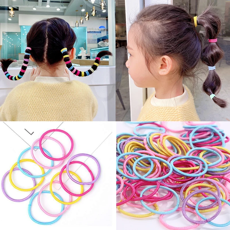 300 шт./лот резинка для волос цветная эластичная повязка заколка конского хвоста