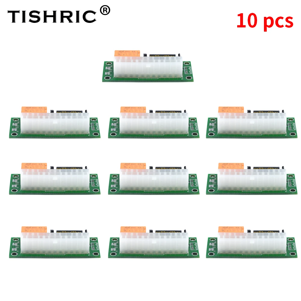 

5/10PCS TISHRIC 24Pin to SATA/4Pin ATX Molex Dual PSU Power Supply Sync Starter Extender Cable Card Adapter Add2psu For Mining