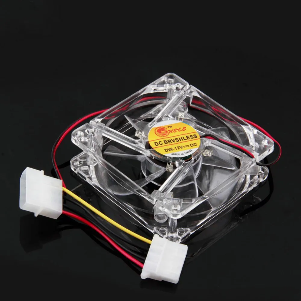Красочные веера Quad 4 Светодиодный светильник Neon Clear 80 мм PC чехол для компьютера