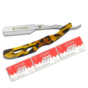 Инструменты для бритья Univinlions, инструменты для бритья, бритва и лезвия для волос, старинный черный складной нож для бритья, держатель для прямой бритвы из нержавеющей стали