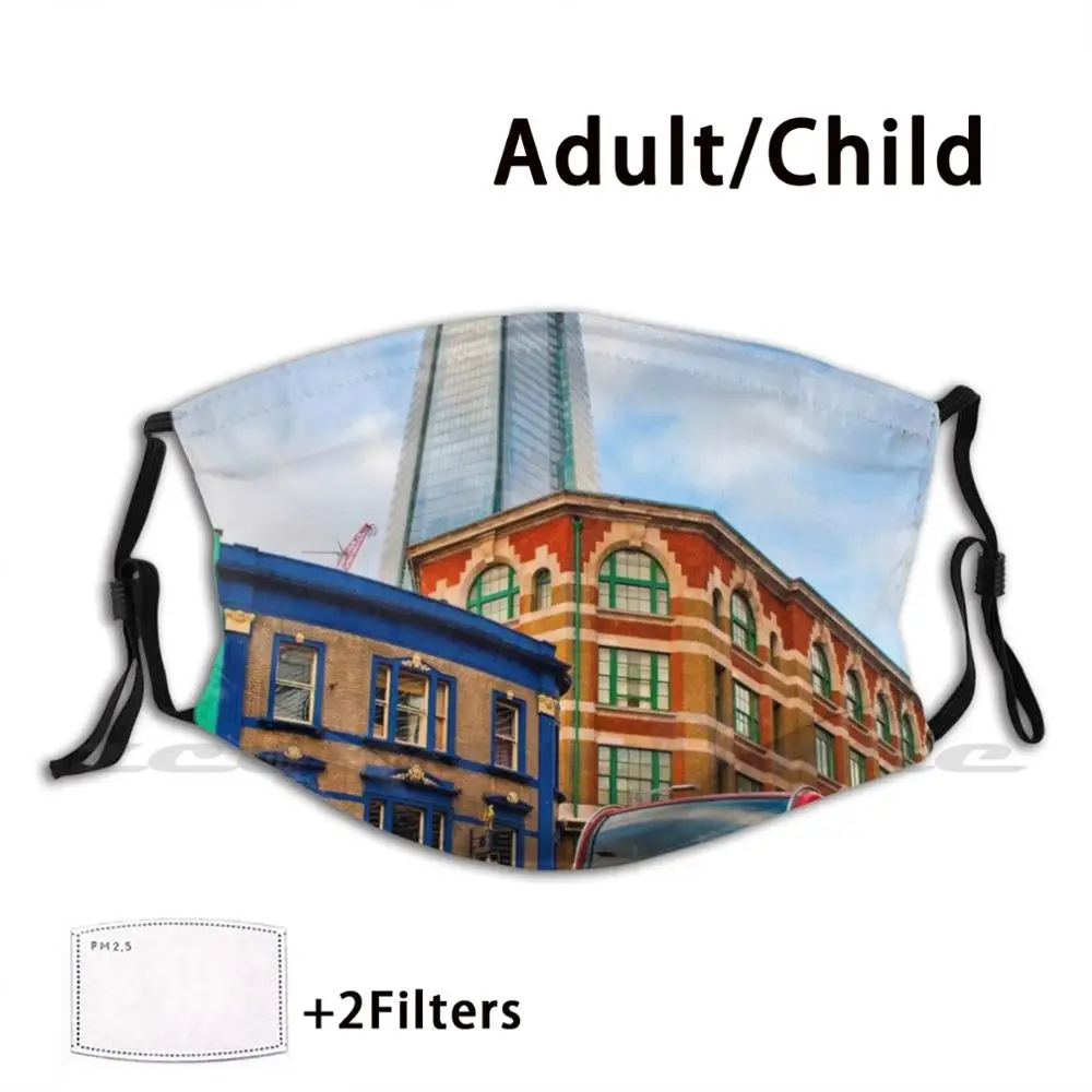 The Shard Лондонский мост Башня Англия пользовательский узор Моющийся фильтр Pm2.5 Взрослые дети Маска.