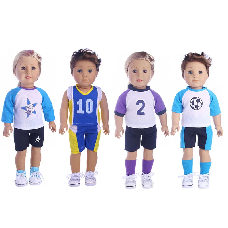 

4 стиля Футбол спортивной костюм куклы одежда, Размеры: 18 дюймов с капюшонами в американском и 43 см для ухода за ребенком для мам Одежда для н...