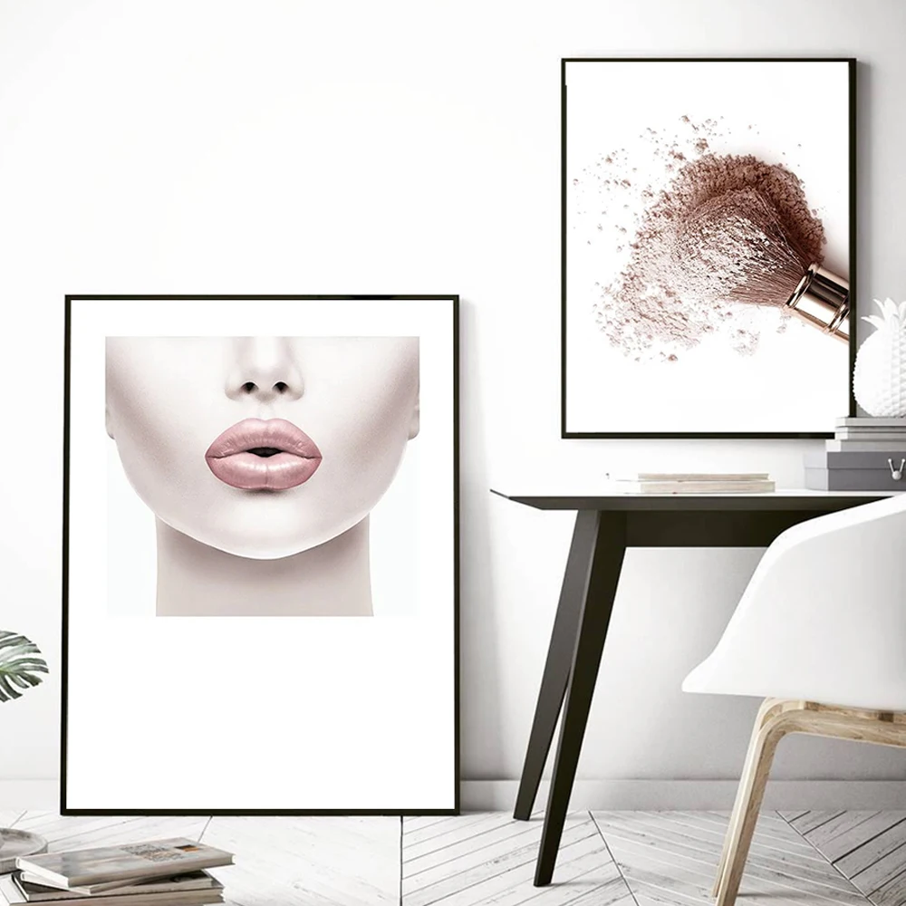 

Home Decor Modern Pink Sexy Lips Picture Wall Art Canvas Painting Fashion Make Up Art Posters and Prints for Domitory Decor