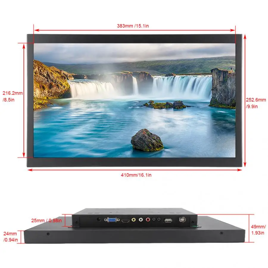 17 3 дюймовый Full HD Встроенный промышленный дисплей металлический монитор