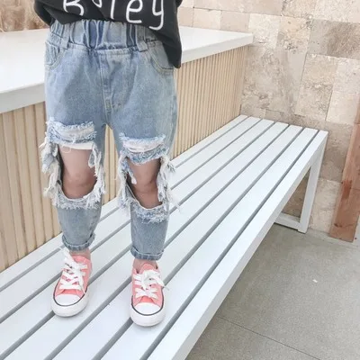 

fairy big holes kids clothes loose style baby boys trousers unisex baby girls denim pants fashionable summer boys pants infantil