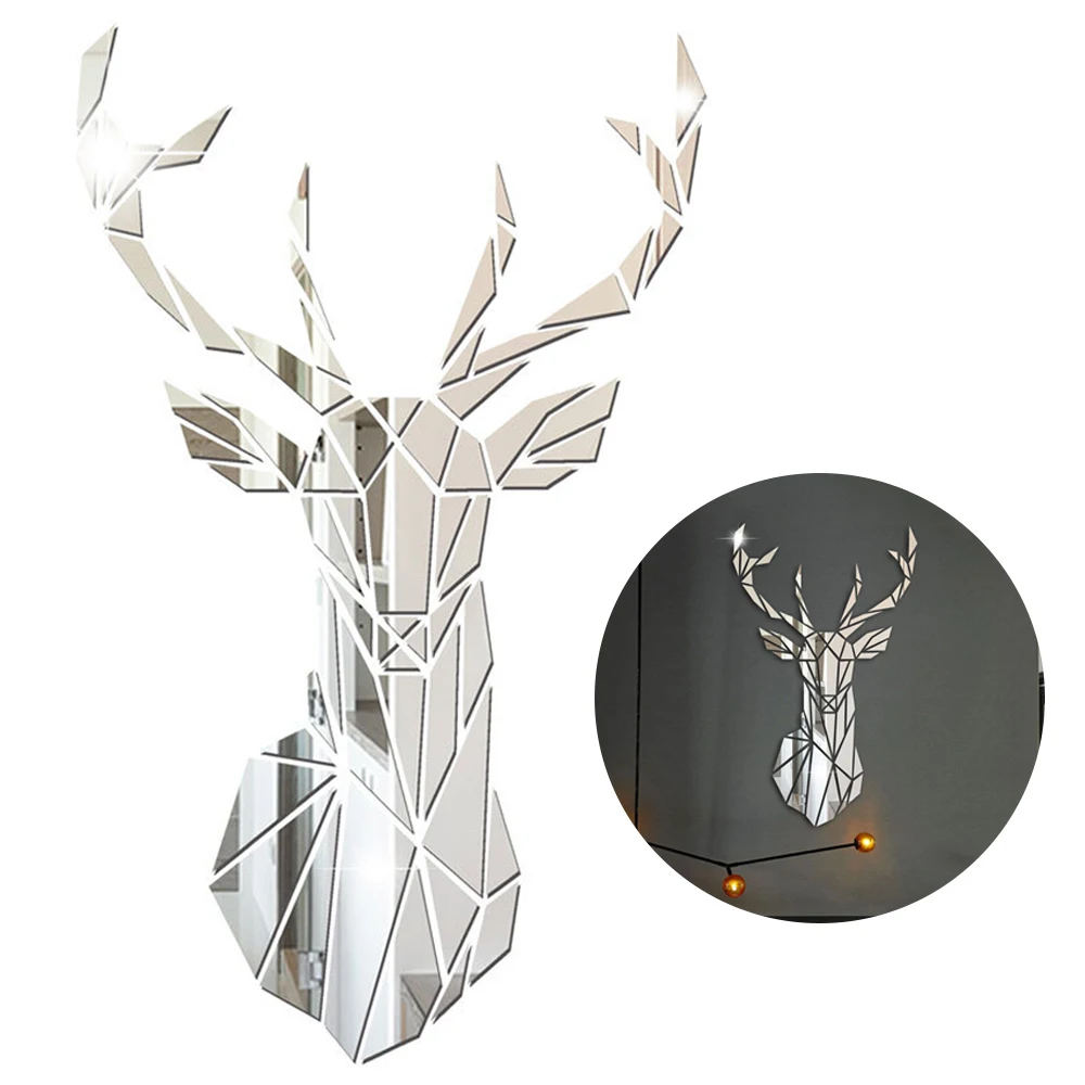 Самодельные декоративные 3D настенные наклейки с головой оленя Пластиковые