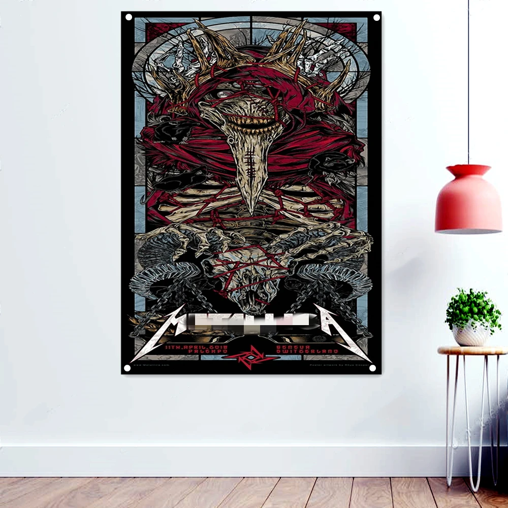 

Metal Music Macabre Art Rock Stickers Band Flag & Banner High-quality Canvas Painting Banquet Music Festival Party Decoration