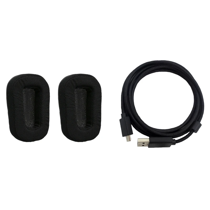 

1 Pair Replacement Ear Pads Cushion Earpads & 1 Pcs 2M USB Headphone Cable